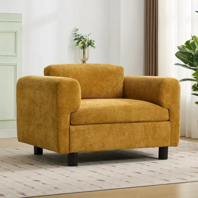 Poltrona in Tessuto Velluto Intrecciato da 45,5 pollici con Cuscino ad Alta Densità