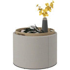 Round Storage Ottoman Coffee Table with Flip Top Tray, Gray