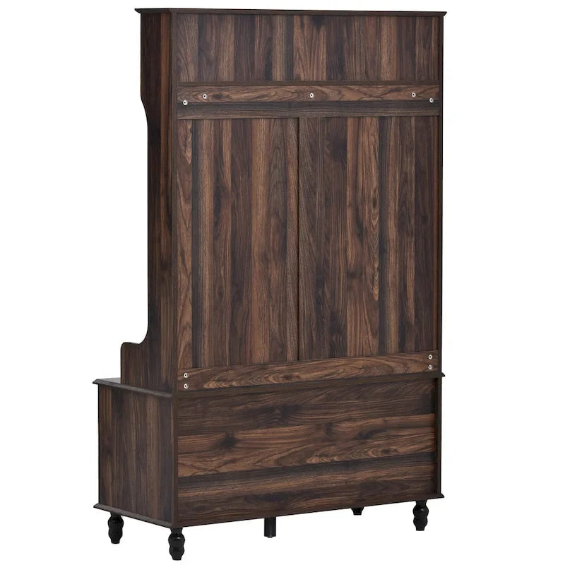 Modern Hall Tree, Panca da Ingresso con 2 Ripiani Aperti, 4 Ganci Doppi in Metallo, per Ingresso e Corridoio