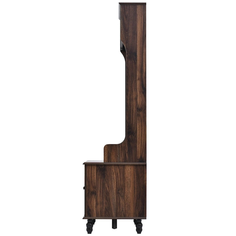 Modern Hall Tree, Panca da Ingresso con 2 Ripiani Aperti, 4 Ganci Doppi in Metallo, per Ingresso e Corridoio