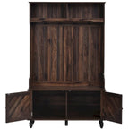 Modern Hall Tree, Panca da Ingresso con 2 Ripiani Aperti, 4 Ganci Doppi in Metallo, per Ingresso e Corridoio