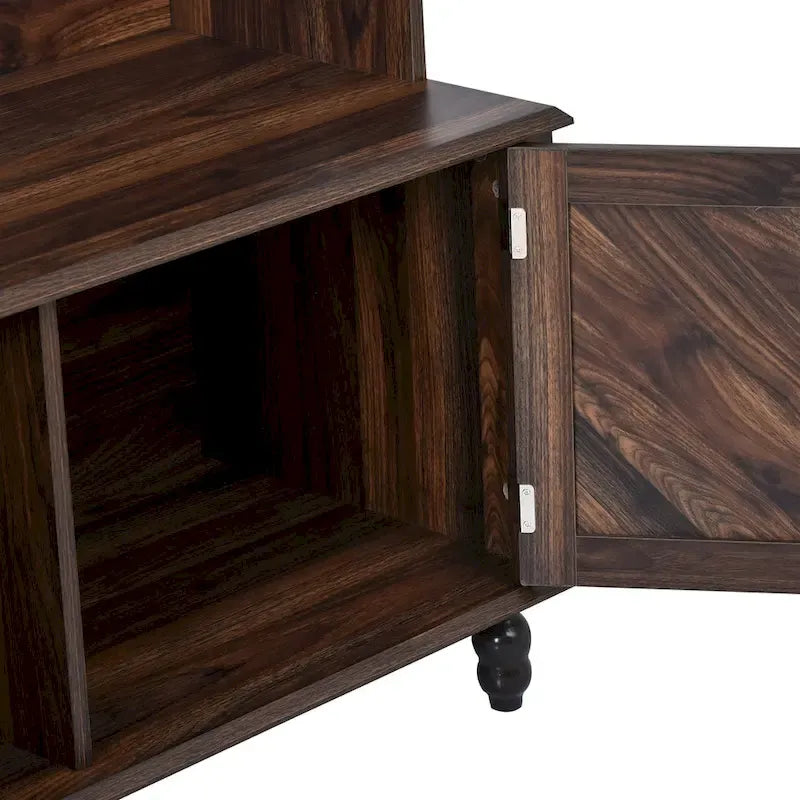 Modern Hall Tree, Panca da Ingresso con 2 Ripiani Aperti, 4 Ganci Doppi in Metallo, per Ingresso e Corridoio