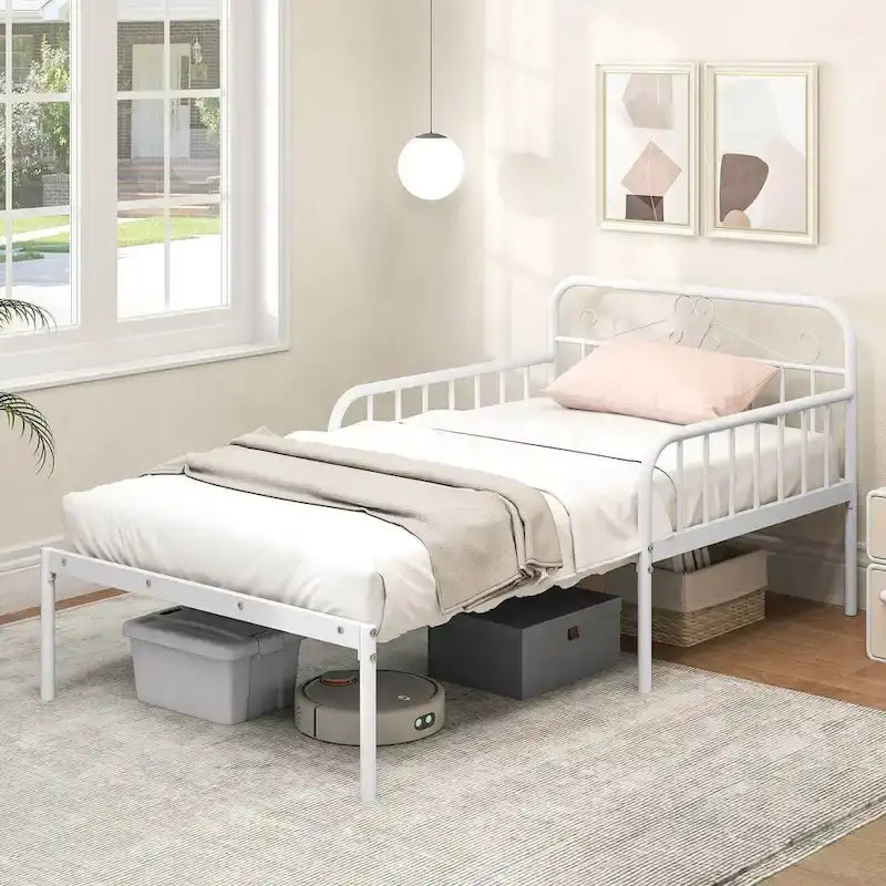 Divano Letto in Metallo Estensibile da Letto da Giorno a Singolo Resistente