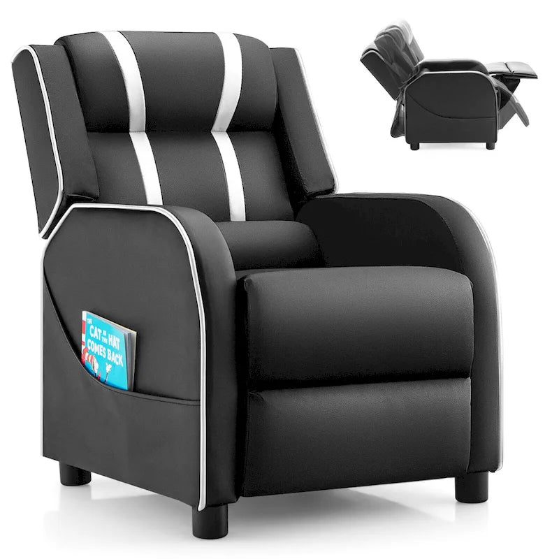Poltrona reclinabile ergonomica per bambini in pelle con poggiapiedi
