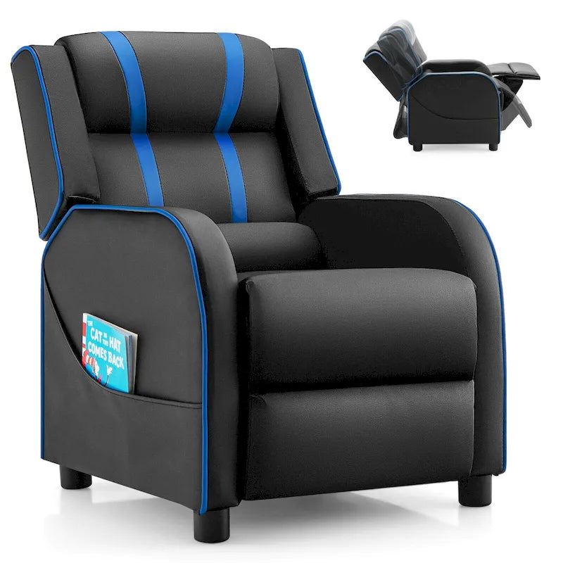 Poltrona reclinabile ergonomica per bambini in pelle con poggiapiedi