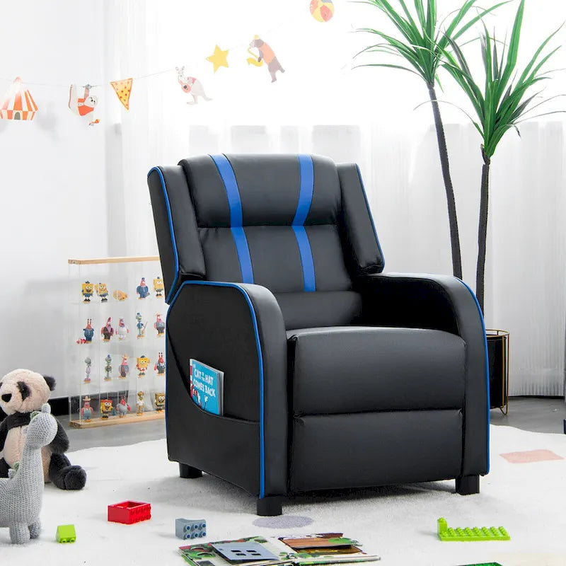 Poltrona reclinabile ergonomica per bambini in pelle con poggiapiedi