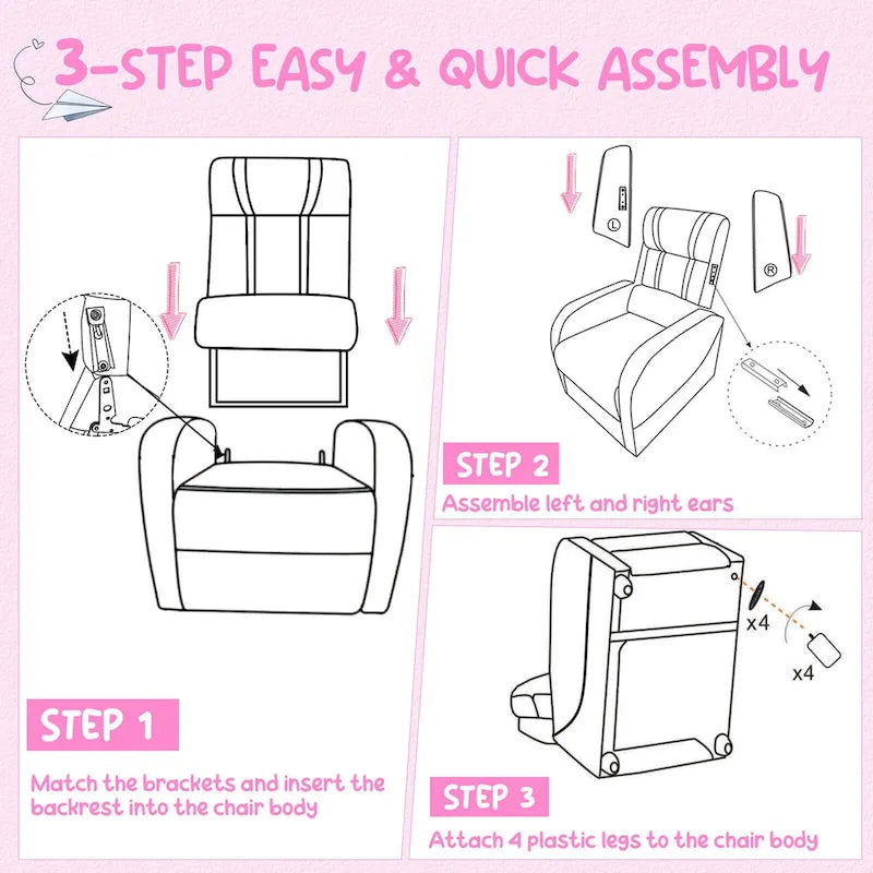 Poltrona reclinabile ergonomica per bambini in pelle con poggiapiedi