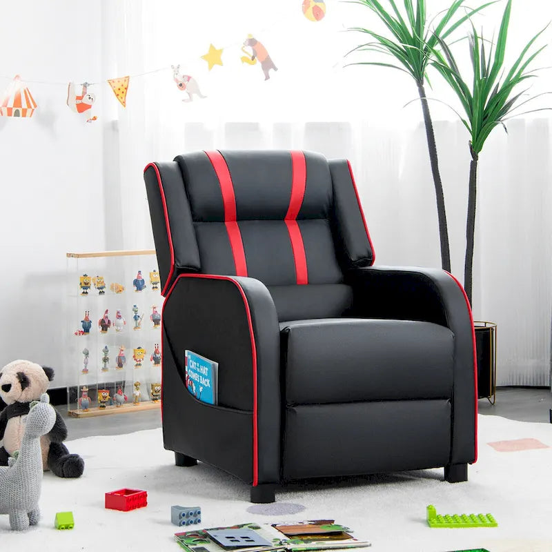 Poltrona reclinabile ergonomica per bambini in pelle con poggiapiedi