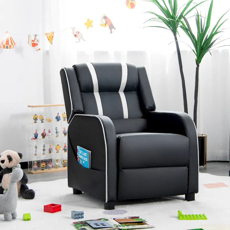 Poltrona reclinabile ergonomica per bambini in pelle con poggiapiedi