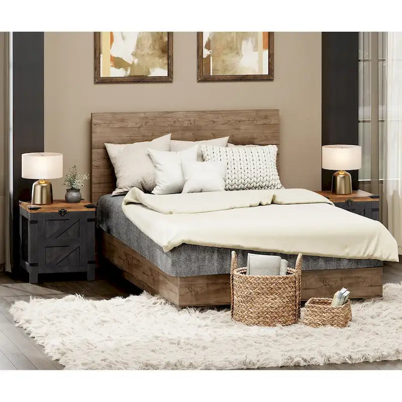 Tavolino alzabile, comodino con serratura rustica