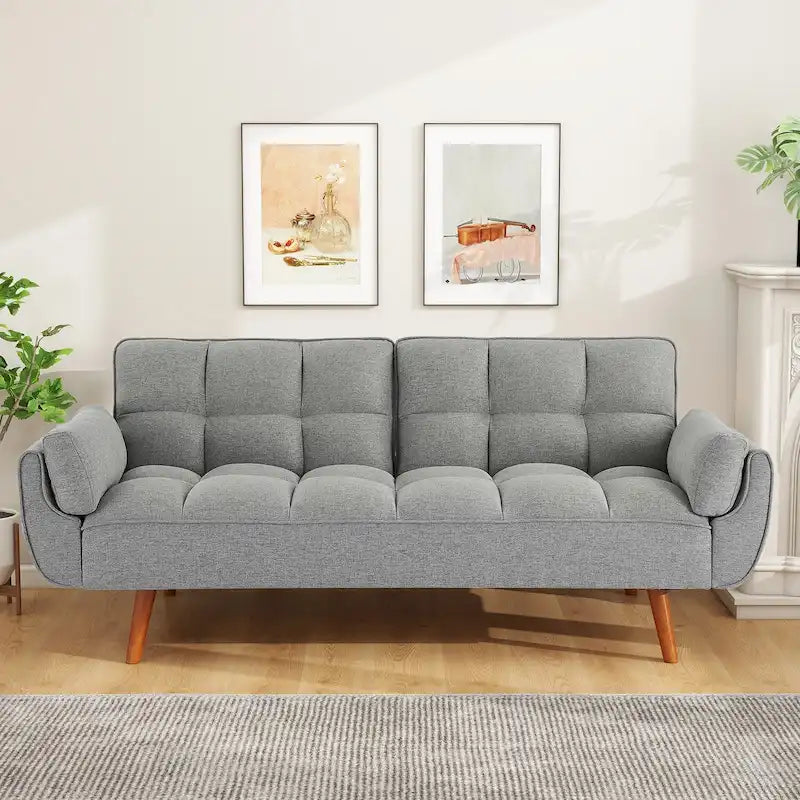 Divano letto futon da 191,5 cm (75,39 pollici), divano letto imbottito convertibile con schienale trapuntato sdoppiato reclinabile