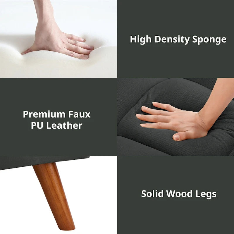 Divano letto futon da 191,5 cm (75,39 pollici), divano letto imbottito convertibile con schienale trapuntato sdoppiato reclinabile