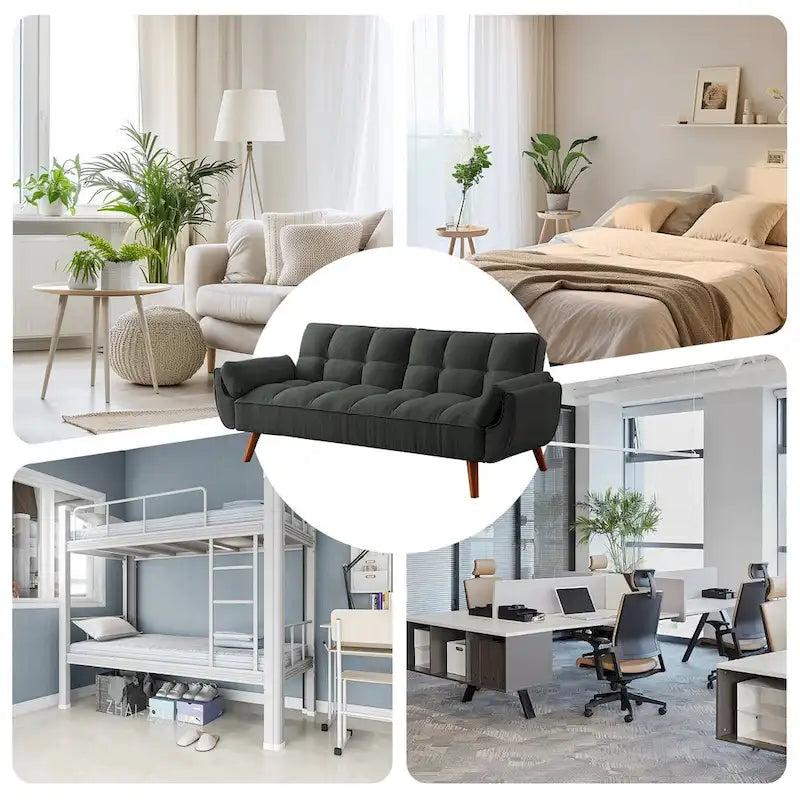 Divano letto futon da 191,5 cm (75,39 pollici), divano letto imbottito convertibile con schienale trapuntato sdoppiato reclinabile