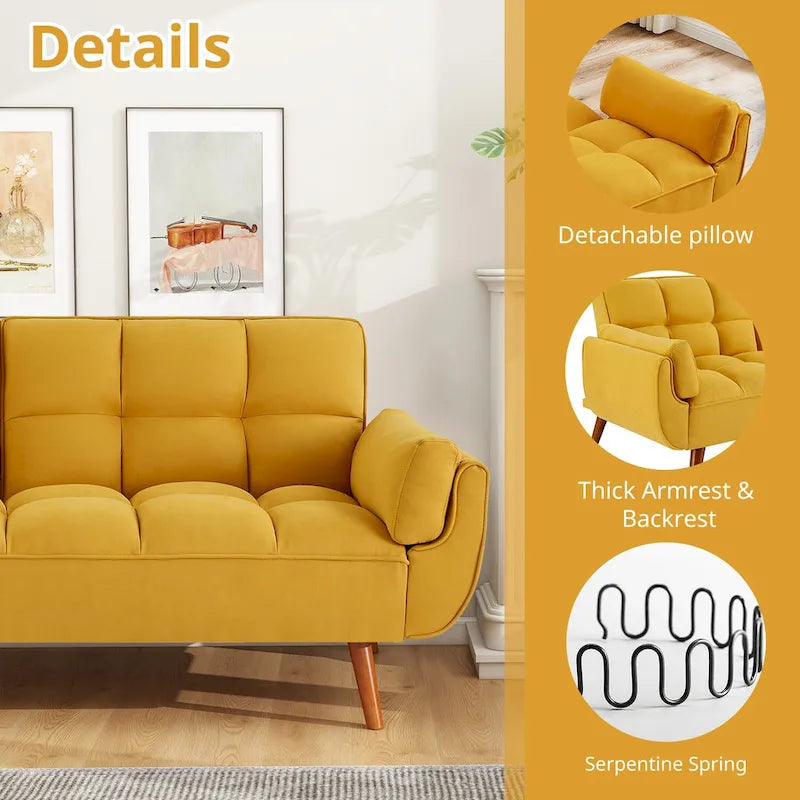 Divano letto futon da 191,5 cm (75,39 pollici), divano letto imbottito convertibile con schienale trapuntato sdoppiato reclinabile