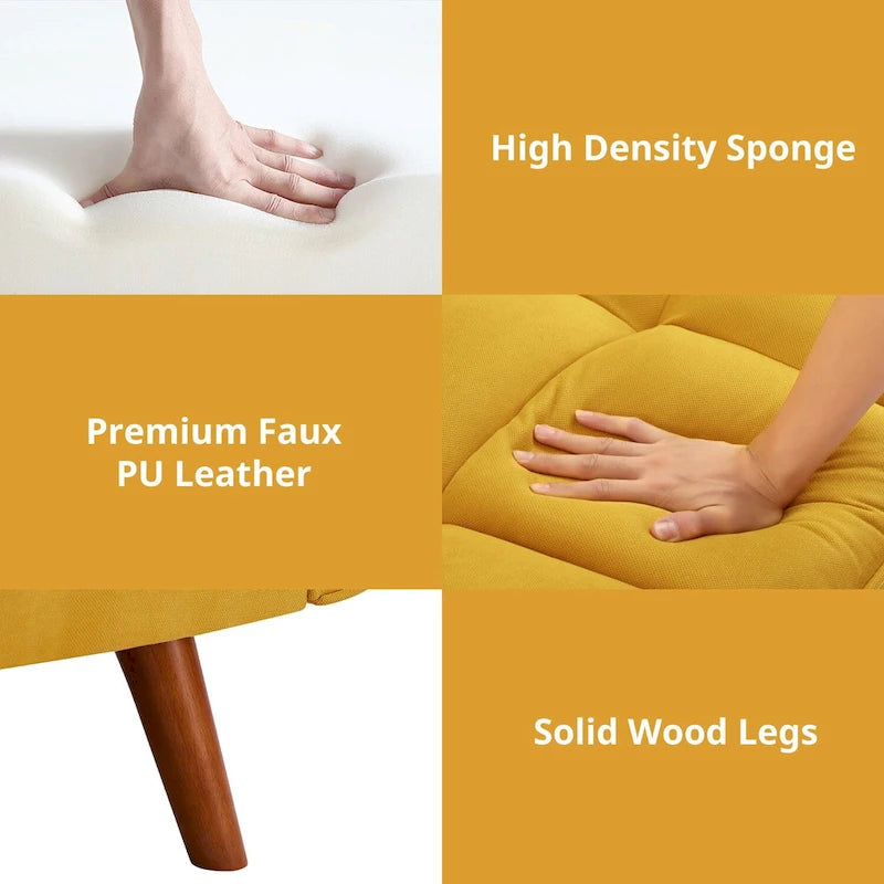 Divano letto futon da 191,5 cm (75,39 pollici), divano letto imbottito convertibile con schienale trapuntato sdoppiato reclinabile
