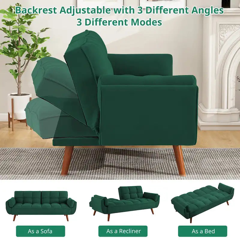 Divano letto futon da 191,5 cm (75,39 pollici), divano letto imbottito convertibile con schienale trapuntato sdoppiato reclinabile
