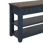 Consolle da 48 pollici con piano in legno massello di pino, tavolo moderno da ingresso/divano con 3 cassetti portaoggetti e 2 ripiani. Facile da montare