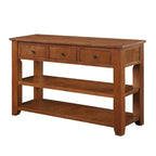 Consolle da 48 pollici con piano in legno massello di pino, tavolo moderno da ingresso/divano con 3 cassetti portaoggetti e 2 ripiani. Facile da montare