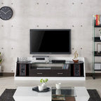 Kax Consolle TV Multifunzione in Vetro Bianco Contemporaneo da 70 Pollici