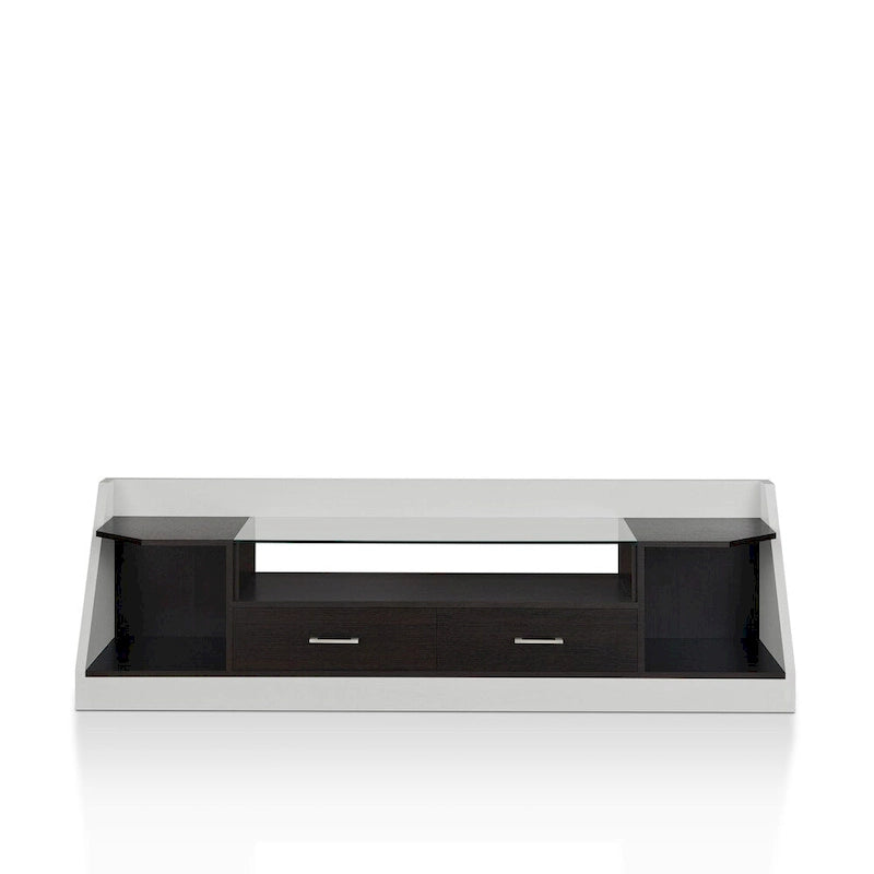 Kax Consolle TV Multifunzione in Vetro Bianco Contemporaneo da 70 Pollici