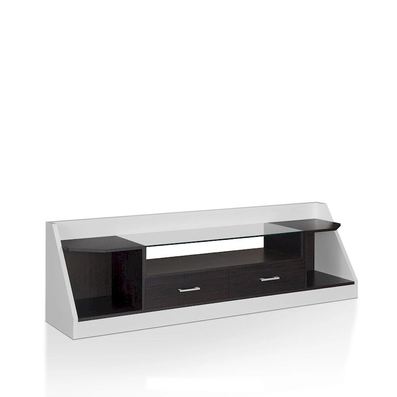 Kax Consolle TV Multifunzione in Vetro Bianco Contemporaneo da 70 Pollici