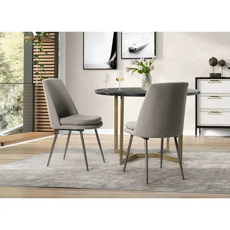Set di 2 sedie da pranzo moderne e contemporanee con gambe in metallo