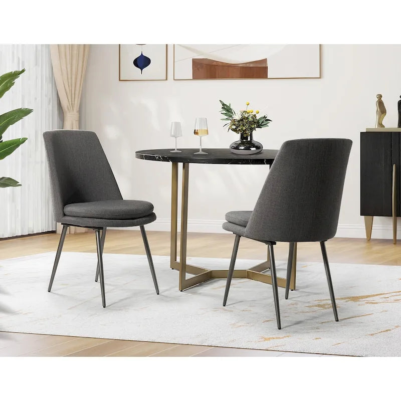 Set di 2 sedie da pranzo moderne e contemporanee con gambe in metallo