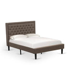 East West Furniture Set 2 Pezzi Camera da Letto - Struttura Letto con Testiera Marrone e 1 Comodino in Legno - Gambe con Finitura Nera (Opzione Dimensioni Letto)