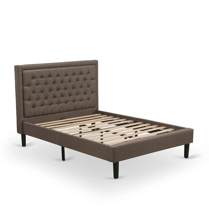 East West Furniture Set 2 Pezzi Camera da Letto - Struttura Letto con Testiera Marrone e 1 Comodino in Legno - Gambe con Finitura Nera (Opzione Dimensioni Letto)