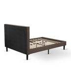 East West Furniture Set 2 Pezzi Camera da Letto - Struttura Letto con Testiera Marrone e 1 Comodino in Legno - Gambe con Finitura Nera (Opzione Dimensioni Letto)