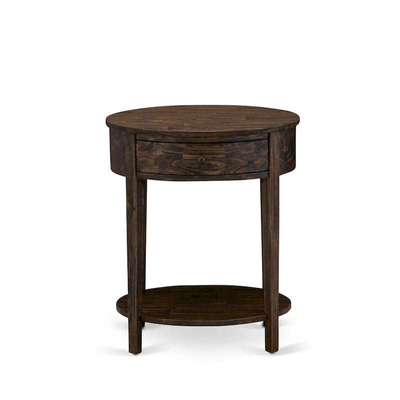 East West Furniture Set 2 Pezzi Camera da Letto - Struttura Letto con Testiera Marrone e 1 Comodino in Legno - Gambe con Finitura Nera (Opzione Dimensioni Letto)