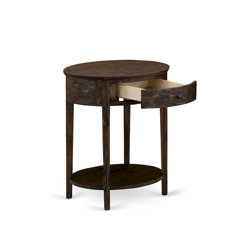 East West Furniture Set 2 Pezzi Camera da Letto - Struttura Letto con Testiera Marrone e 1 Comodino in Legno - Gambe con Finitura Nera (Opzione Dimensioni Letto)