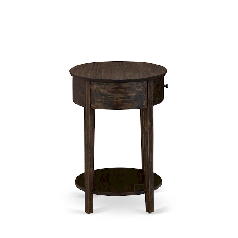 East West Furniture Set 2 Pezzi Camera da Letto - Struttura Letto con Testiera Marrone e 1 Comodino in Legno - Gambe con Finitura Nera (Opzione Dimensioni Letto)