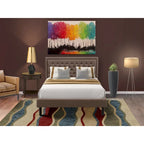 East West Furniture Set 2 Pezzi Camera da Letto - Struttura Letto con Testiera Marrone e 1 Comodino in Legno - Gambe con Finitura Nera (Opzione Dimensioni Letto)