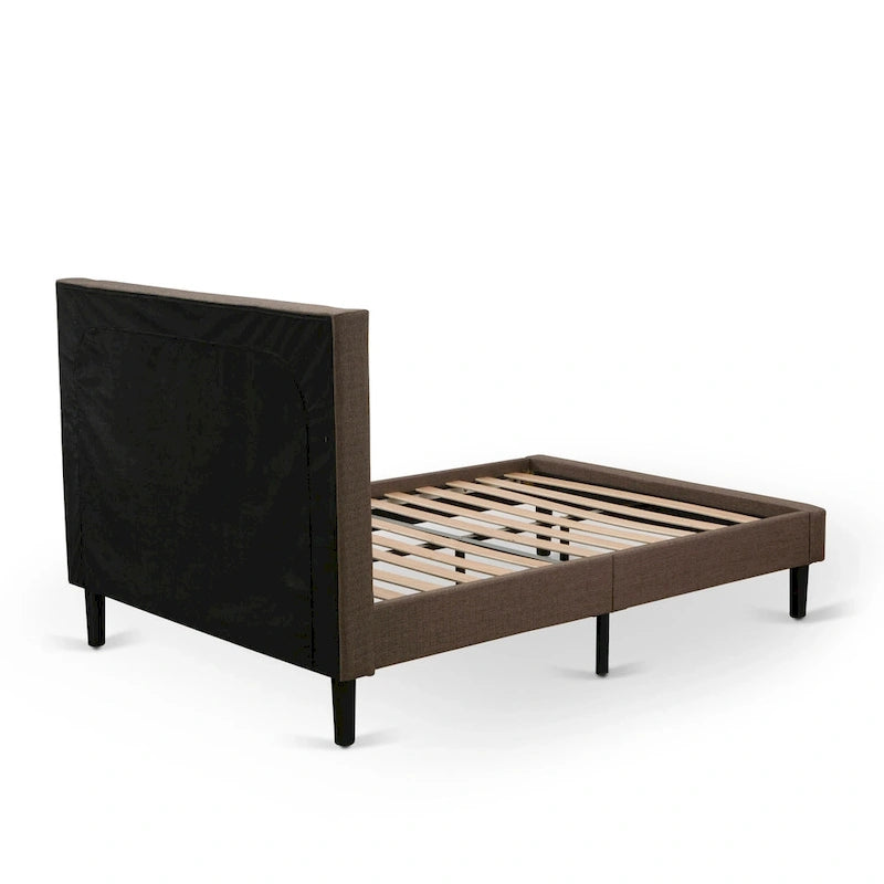 East West Furniture Set 2 Pezzi Camera da Letto - Struttura Letto con Testiera Marrone e 1 Comodino in Legno - Gambe con Finitura Nera (Opzione Dimensioni Letto)