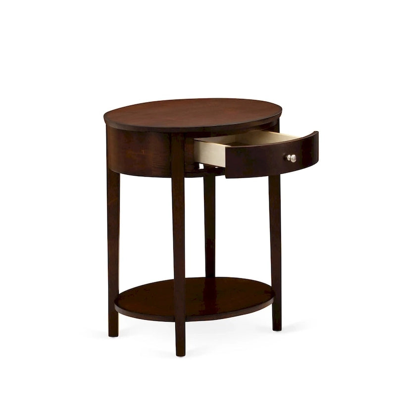 East West Furniture Set 2 Pezzi Camera da Letto - Struttura Letto con Testiera Marrone e 1 Comodino in Legno - Gambe con Finitura Nera (Opzione Dimensioni Letto)