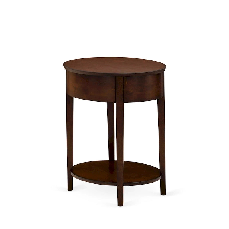 East West Furniture Set 2 Pezzi Camera da Letto - Struttura Letto con Testiera Marrone e 1 Comodino in Legno - Gambe con Finitura Nera (Opzione Dimensioni Letto)