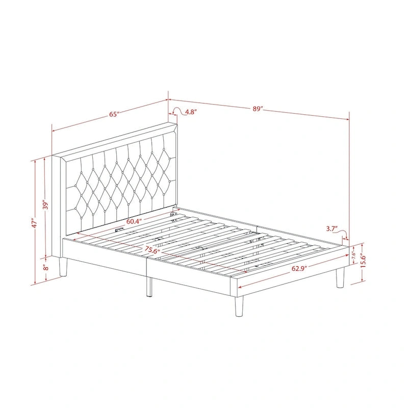 East West Furniture Set 2 Pezzi Camera da Letto - Struttura Letto con Testiera Marrone e 1 Comodino in Legno - Gambe con Finitura Nera (Opzione Dimensioni Letto)