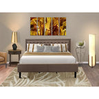 East West Furniture Set 2 Pezzi Camera da Letto - Struttura Letto con Testiera Marrone e 1 Comodino in Legno - Gambe con Finitura Nera (Opzione Dimensioni Letto)