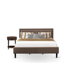 East West Furniture Set 2 Pezzi Camera da Letto - Struttura Letto con Testiera Marrone e 1 Comodino in Legno - Gambe con Finitura Nera (Opzione Dimensioni Letto)