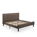 East West Furniture Set 2 Pezzi Camera da Letto - Struttura Letto con Testiera Marrone e 1 Comodino in Legno - Gambe con Finitura Nera (Opzione Dimensioni Letto)