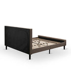 East West Furniture Set 2 Pezzi Camera da Letto - Struttura Letto con Testiera Marrone e 1 Comodino in Legno - Gambe con Finitura Nera (Opzione Dimensioni Letto)