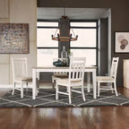 Summerville Soft White Wash Wire Brushed Gray Set da tavolo rettangolare da 5 pezzi