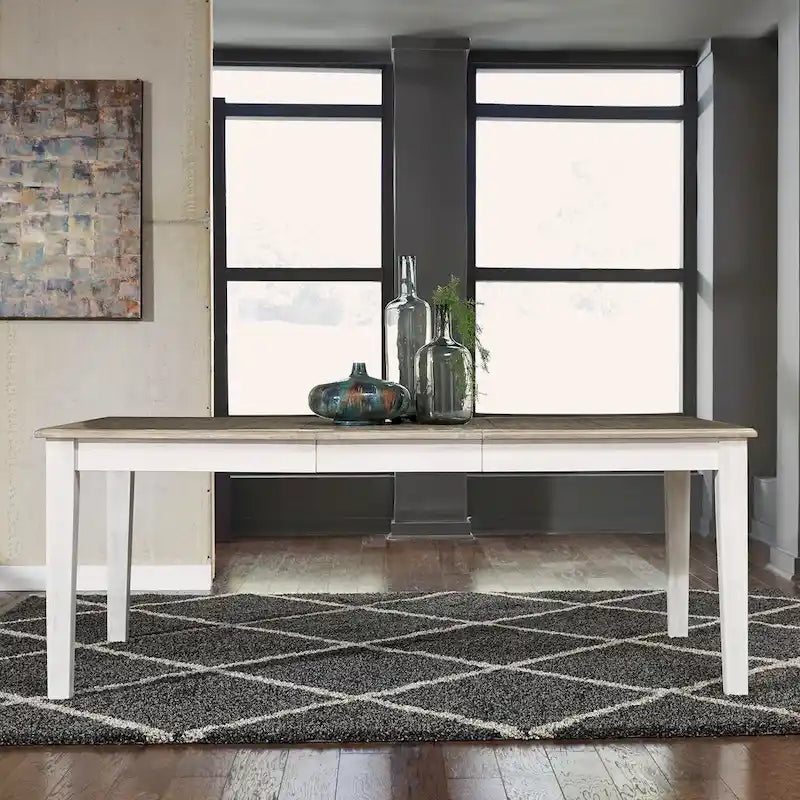 Summerville Soft White Wash Wire Brushed Gray Set da tavolo rettangolare da 5 pezzi
