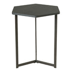 Tavolino Esagonale con Piano Finitura Legno Scuro e Base in Metallo