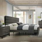 Set camera da letto queen-size Lippmann in legno finitura grigio antico