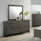 Set camera da letto queen-size Lippmann in legno finitura grigio antico