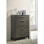 Set camera da letto queen-size Lippmann in legno finitura grigio antico