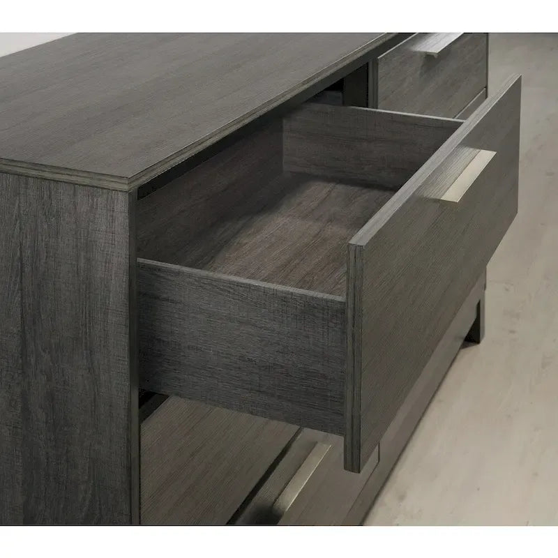Set camera da letto queen-size Lippmann in legno finitura grigio antico