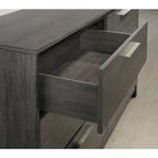 Set camera da letto queen-size Lippmann in legno finitura grigio antico